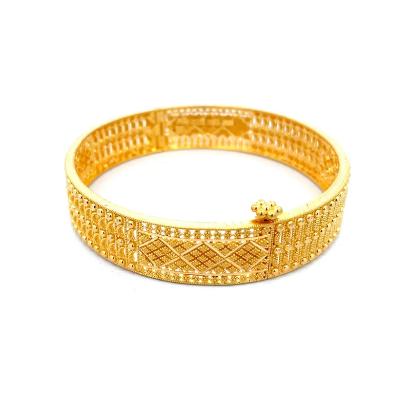 Elegant Gold Bangles - Set of 2 - Free size, side screw