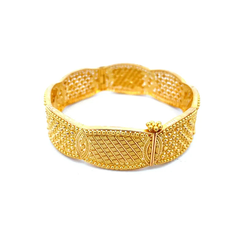 Elegant Gold Bangles - Set of 2 - Free size, side screw