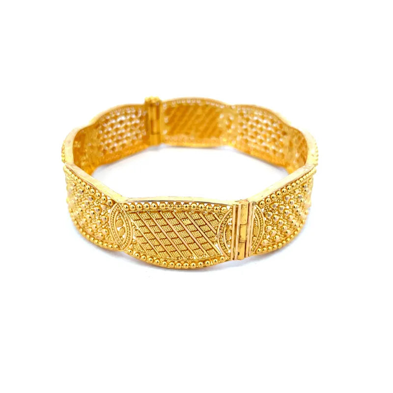 Elegant Gold Bangles - Set of 2 - Free size, side screw