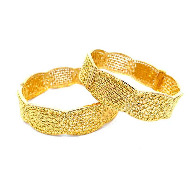 Elegant Gold Bangles - Set of 2 - Free size, side screw