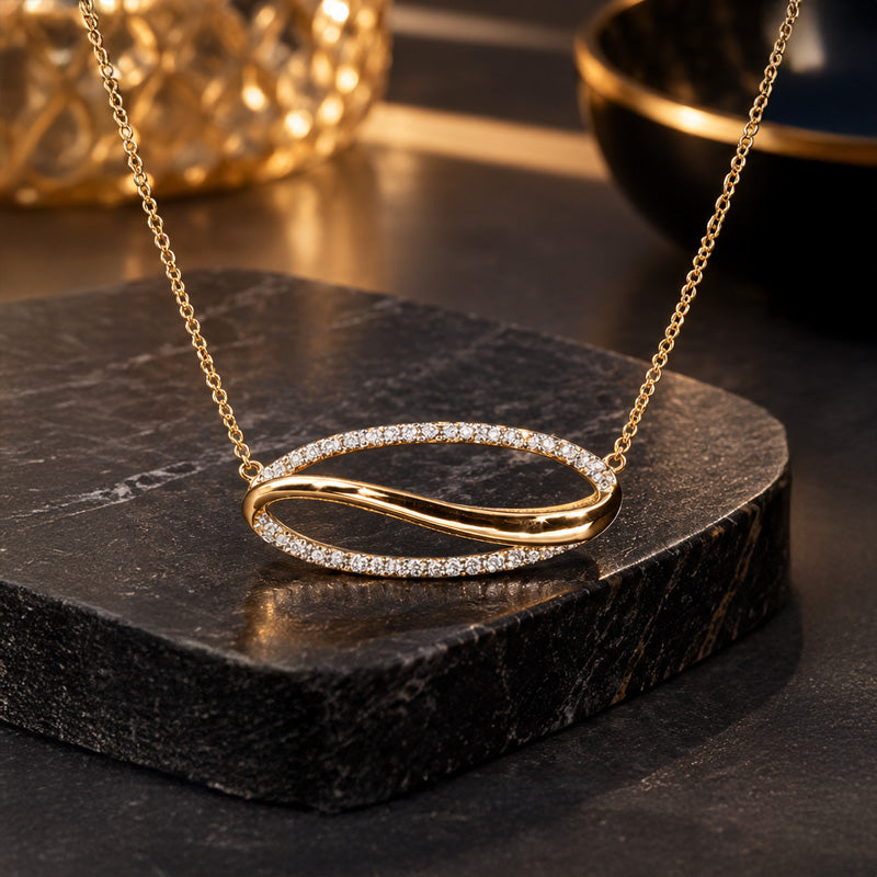 Contemprorary Diamond Necklace in Rose Gold