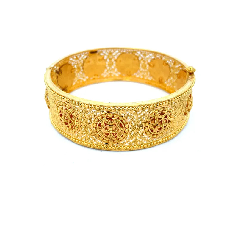 Elegant Gold Bangles - Set of 2 - Free size, side screw