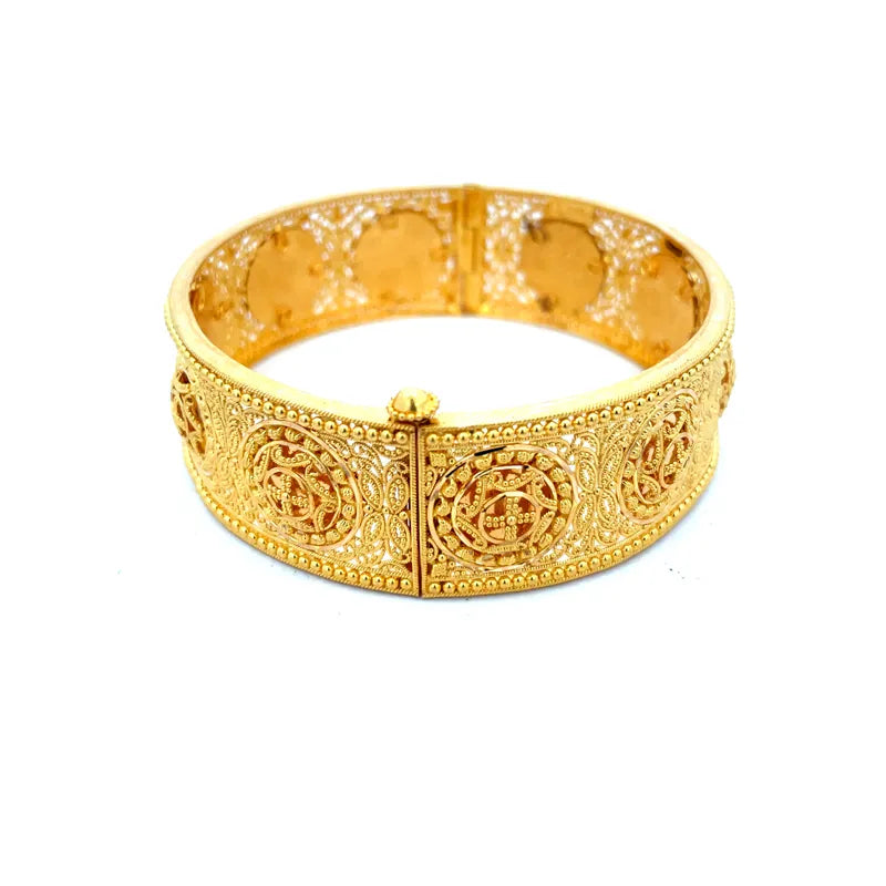 Elegant Gold Bangles - Set of 2 - Free size, side screw