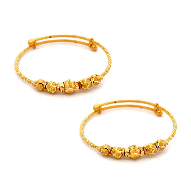 22K Yellow Gold Adjustable Baby Bangle Set of 2