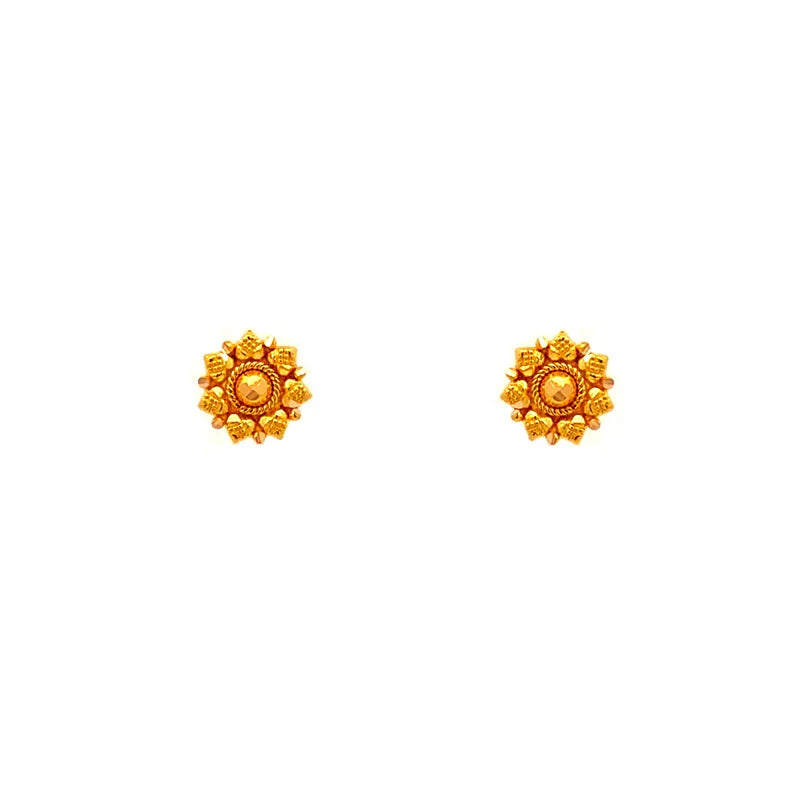 22k Yellow Gold Small Drop Shaped Screw Back Micro Stud Earrings