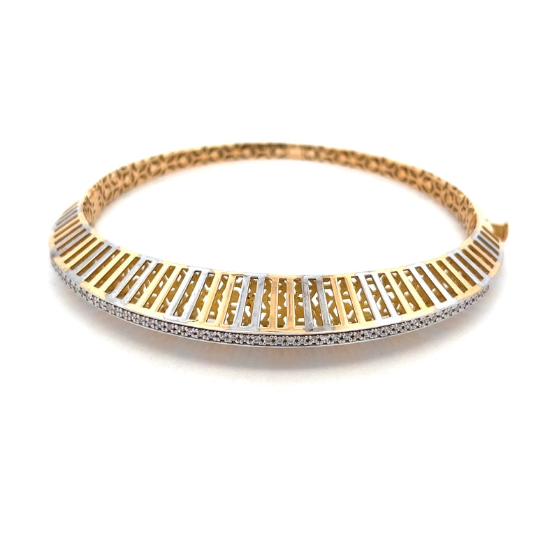 Elegant 18K Two Tone Gold Bangle Bracelet for Women with Sophisticated Style