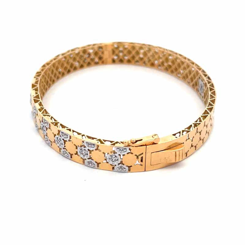 Elegant 18K Two Tone Gold Bangle Bracelet for Women Subtle Sparkle Nice Accessory
