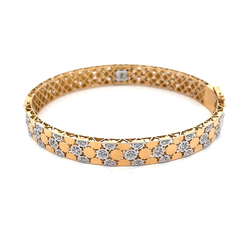 Elegant 18K Two Tone Gold Bangle Bracelet for Women Subtle Sparkle Nice Accessory