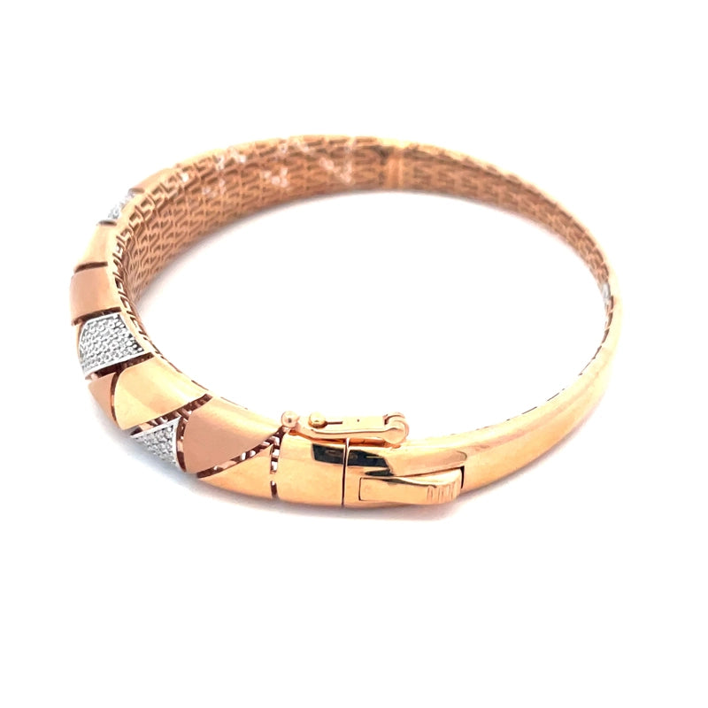 18K Rose Gold Bangle Bracelet with Sparkling Stones for Elegant Style