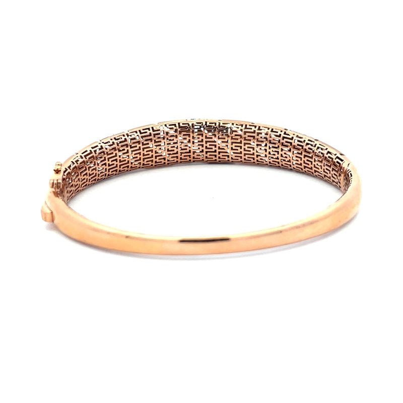 18K Rose Gold Bangle Bracelet with Sparkling Stones for Elegant Style