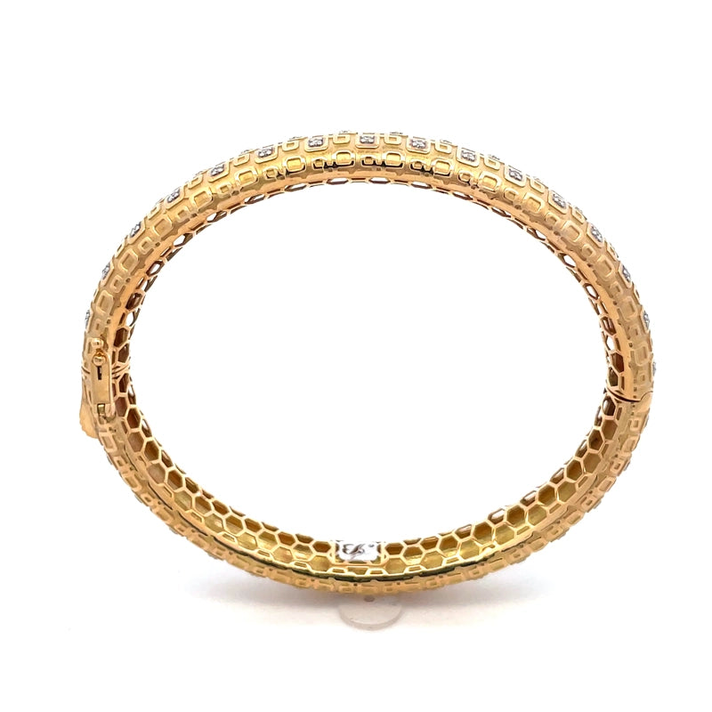 18K Two Tone Gold Bangle Bracelet Elegant Timeless Design for Women