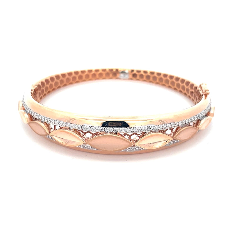 Elegant 18K Rose Gold Bangle Bracelet with Sparkling CZ Accents for Women