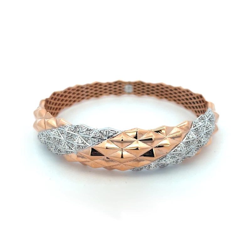 Elegant 18K Rose Gold Two Tone Bangle Bracelet for Women with Quality Craftsmanship
