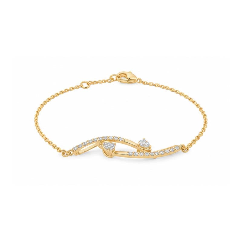 Delicate 18K Yellow Gold Bracelet with Sparkling Diamonds for Her