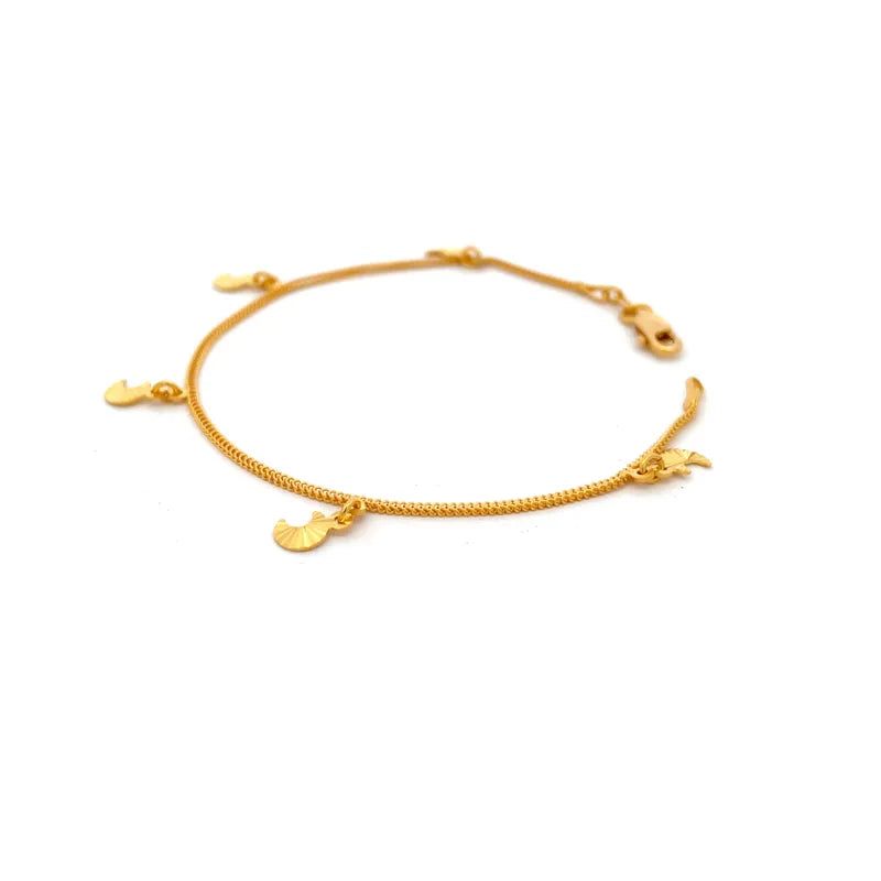Elegant 22k Yellow Gold Charm Bracelet for Everyday Wear, 7 Inch Length