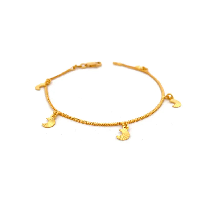 Elegant 22k Yellow Gold Charm Bracelet for Everyday Wear, 7 Inch Length