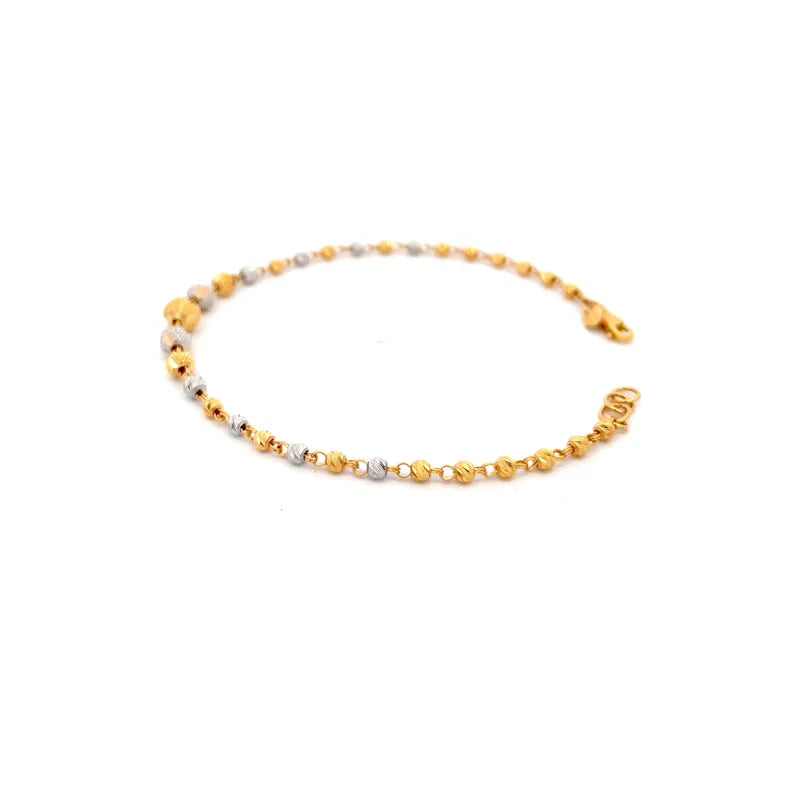 Beautiful 22k Two Tone Gold Bracelet for Women Size 7.3 Inch