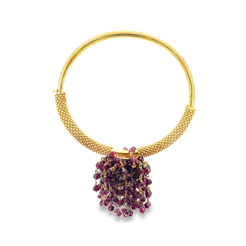 Elegant 18K Yellow Gold Bangle Bracelet for Women with Gemstone Accents