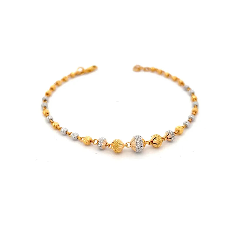 Elegant 22k Two Tone Gold Bracelet 7.3 Inch for Everyday Wear
