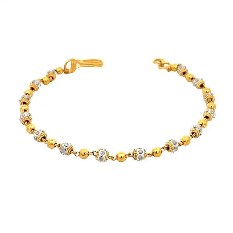 Elegant 22K Two Tone Gold Bracelet 7.5 Inch for Women
