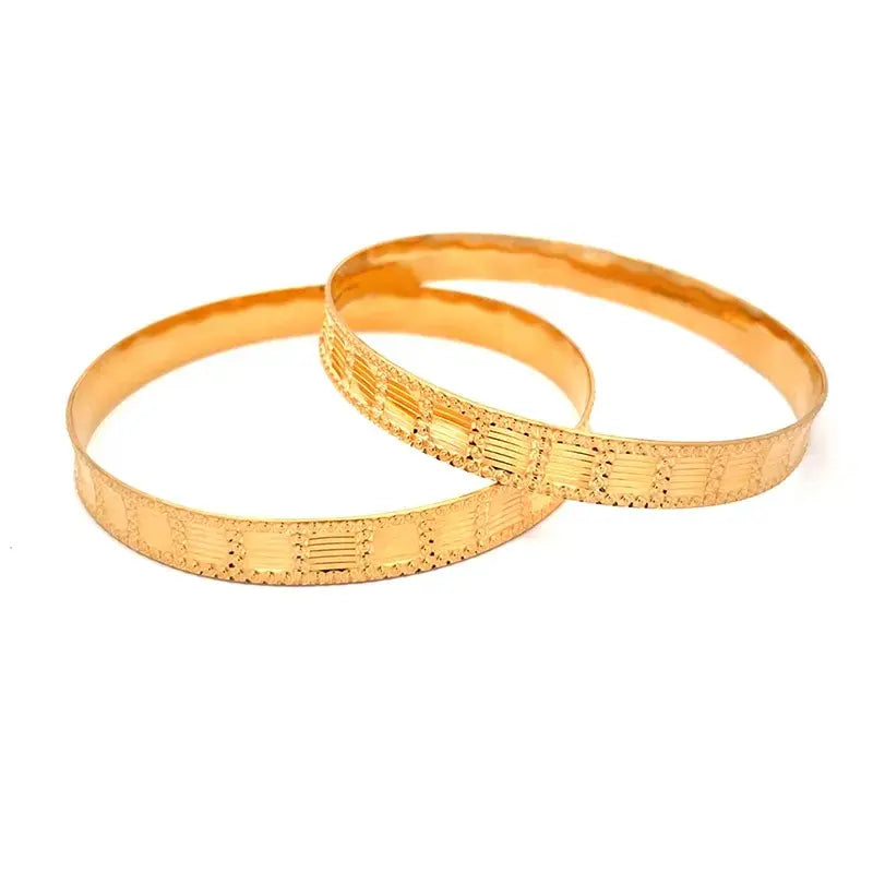 Elegant 22K Yellow Gold Bangle Set of Two Beautifully Crafted For Her