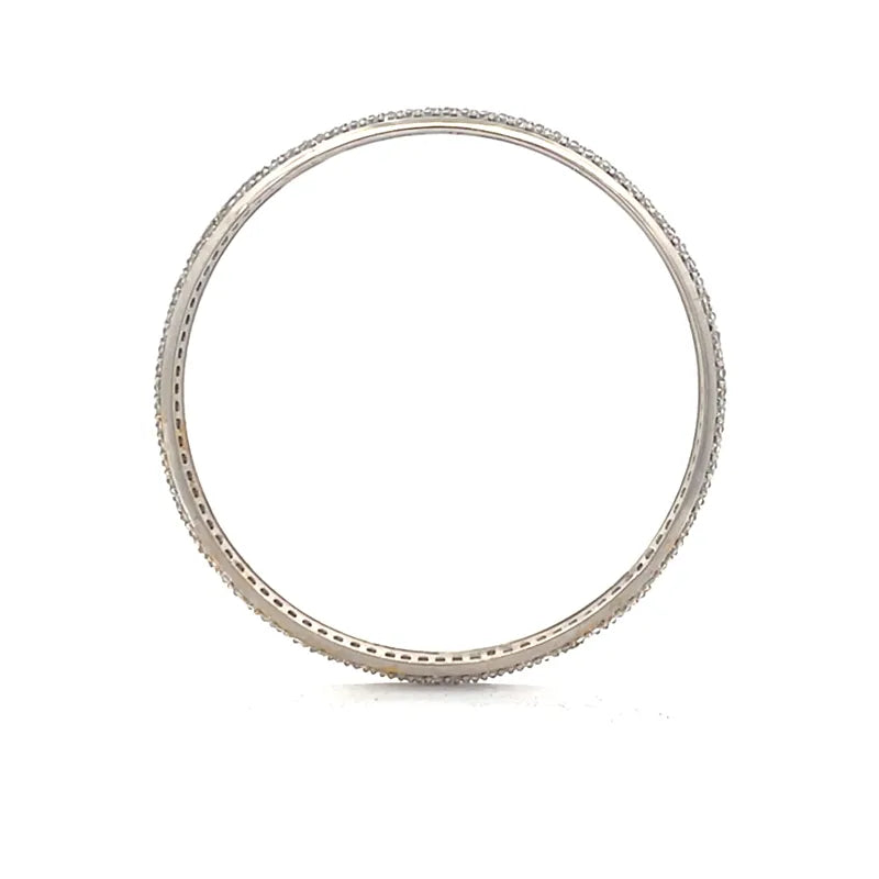 Elegant White Gold bangles with CZ - Set of 2, Size 2.6