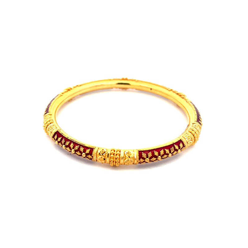22K Yellow Gold Kada Bangles with enamel -Size 2.6
