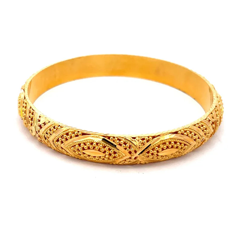 Elegant 22K Yellow Gold Bangle Set for Women with Intricate Detailing Size 2.5