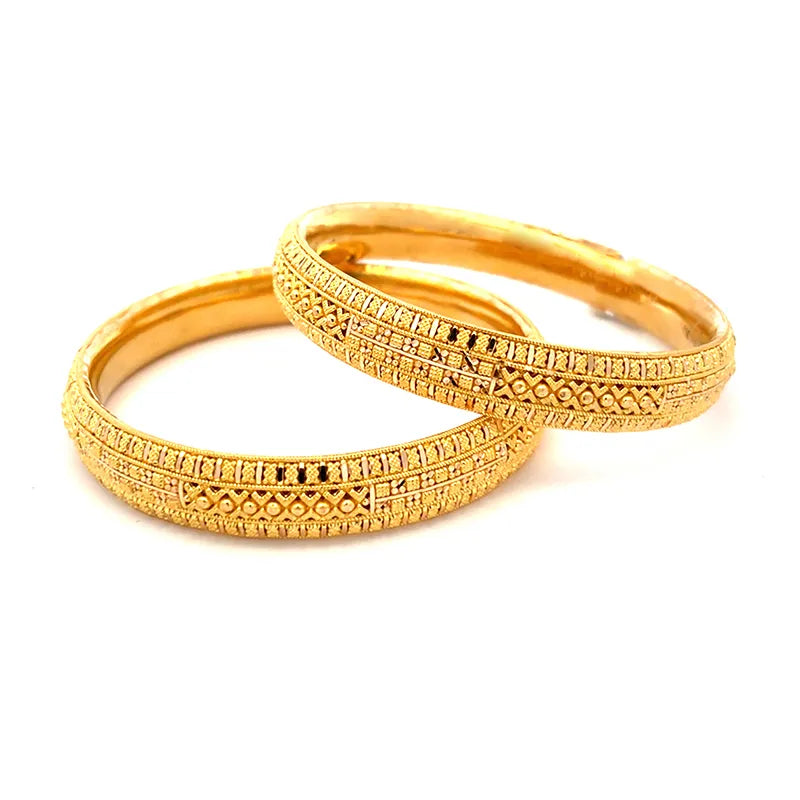 Elegant 22K Yellow Gold Bangle Set for Women size 2.4