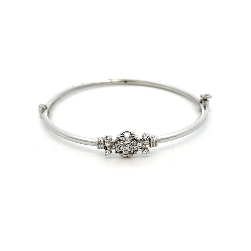 18K White Gold Cluster Motif Bangle