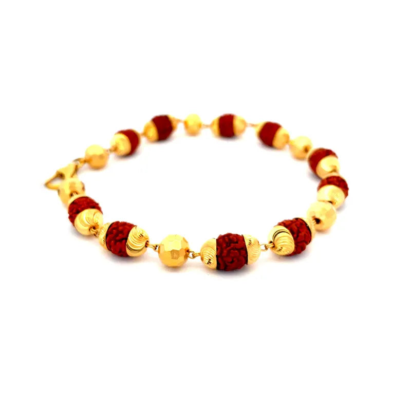22K Gold Rudraksh Bracelet - Size 9 inch
