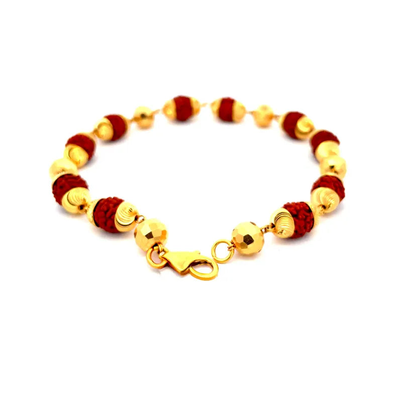 22K Gold Rudraksh Bracelet - Size 9 inch