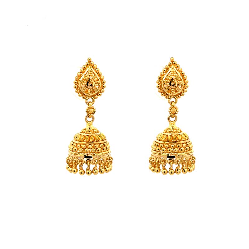Elegant 22K Yellow Gold Jhumka Earrings for Women with Traditional Charm