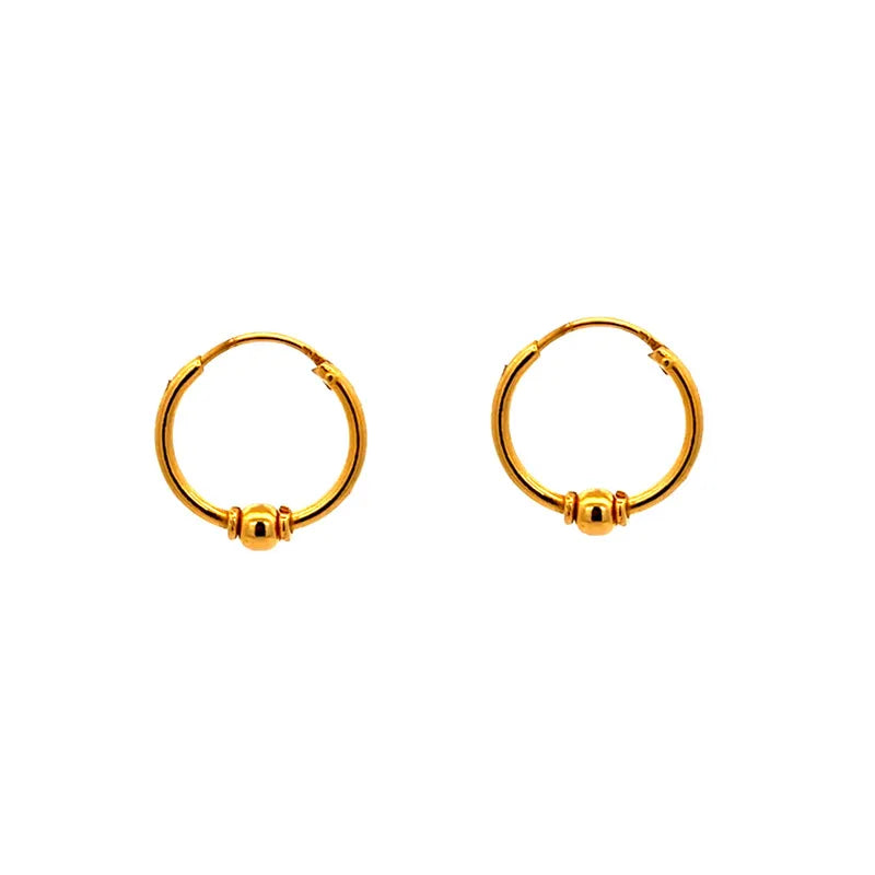 Beautiful 22K yellow gold hoop earrings, elegant classic design for versatile wear