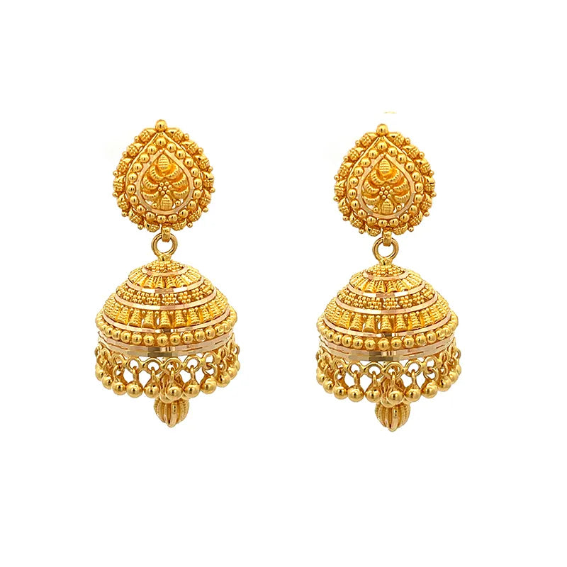 Elegant 22K Yellow Gold Traditional Jhumka Earrings for Women