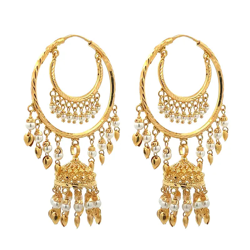 Beautiful 22K Yellow Gold Chandbali Earrings for Women Elegant Timeless Design