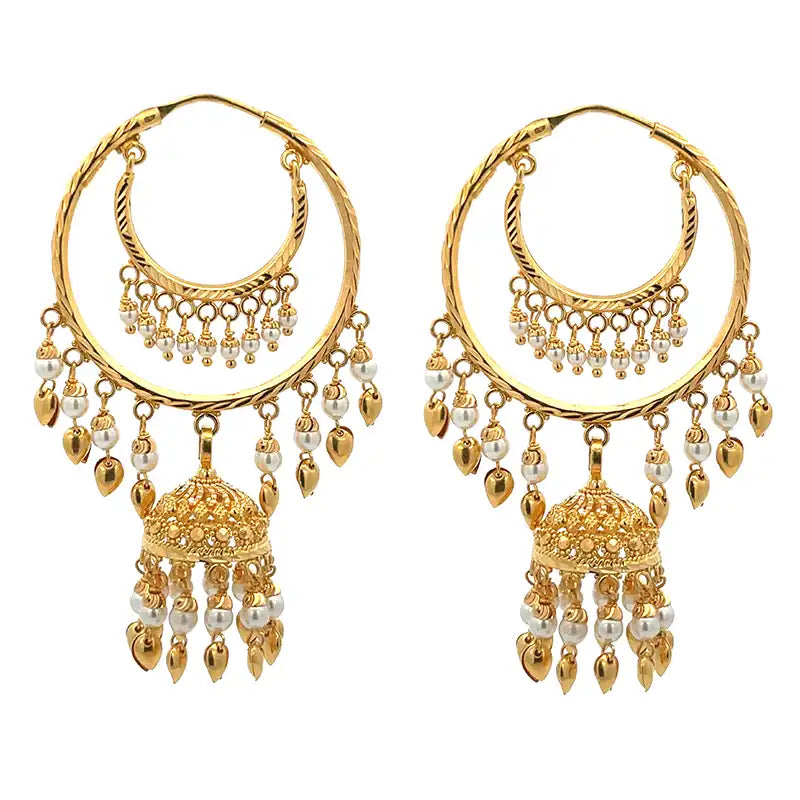 Beautiful 22K Yellow Gold Chandbali Earrings for Women Elegant Timeless Design