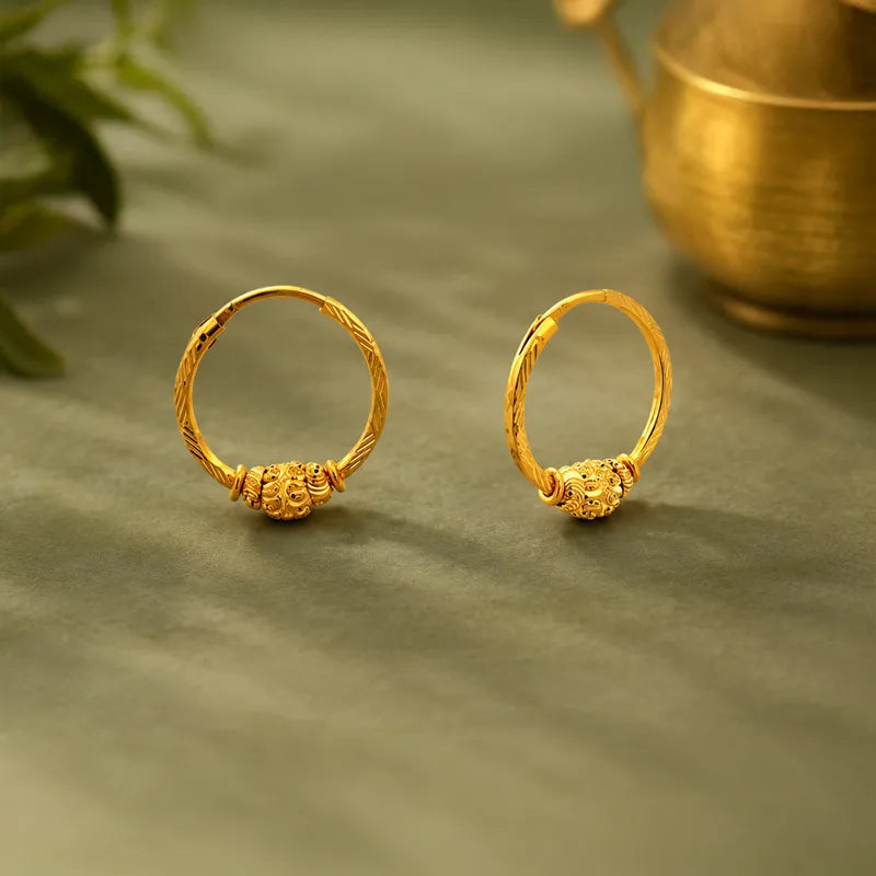 Beautiful 22K yellow gold hoop earrings for everyday elegance and versatile style