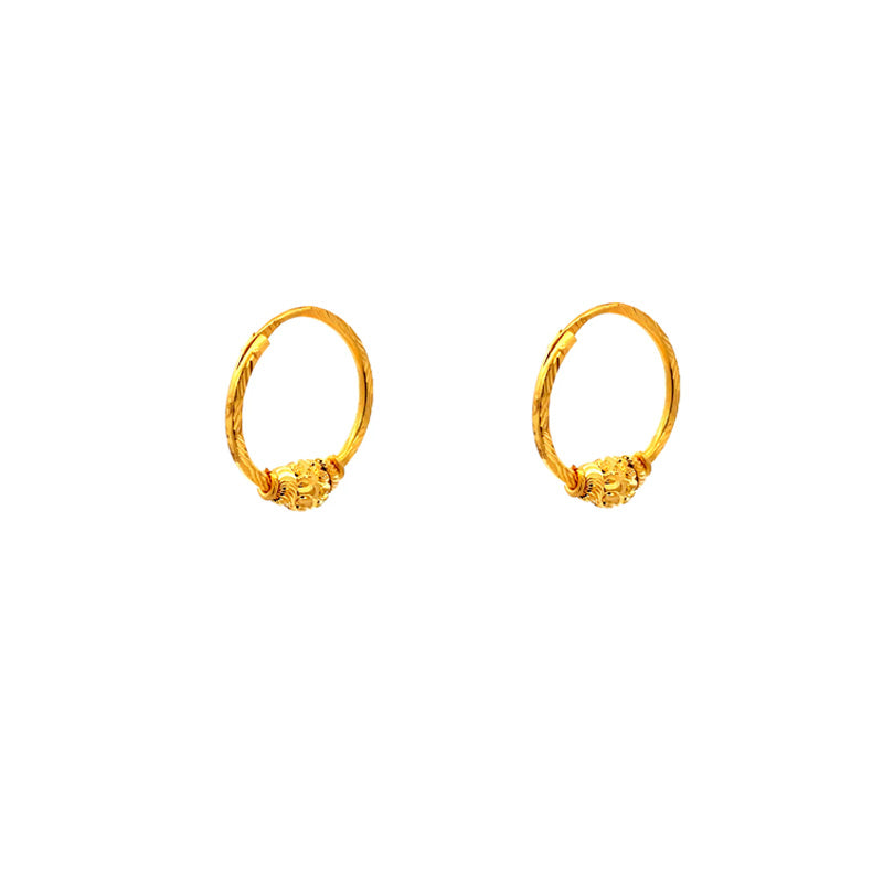 Timeless Round Hoop Earrings in 22K Gold- 18 mm