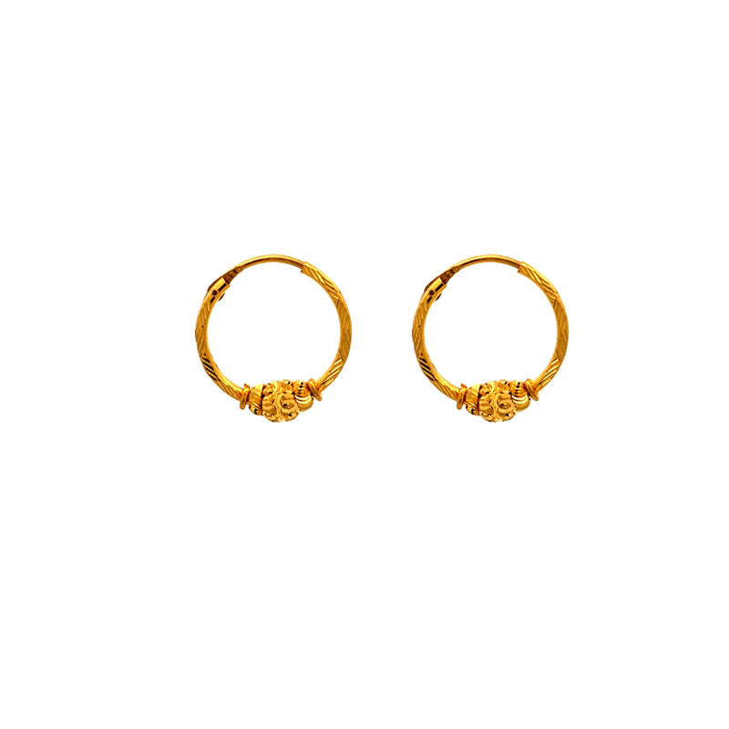 Timeless Round Hoop Earrings in 22K Gold- 18 mm