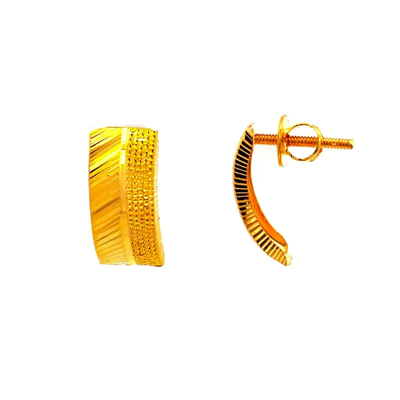 22k yellow gold classic stud earrings with secure screw back closure