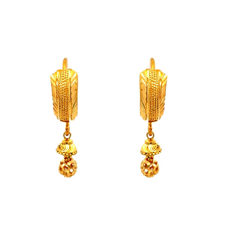 Elegant 22 Karat Yellow Gold Earrings for Everyday Wear and Special Occasions