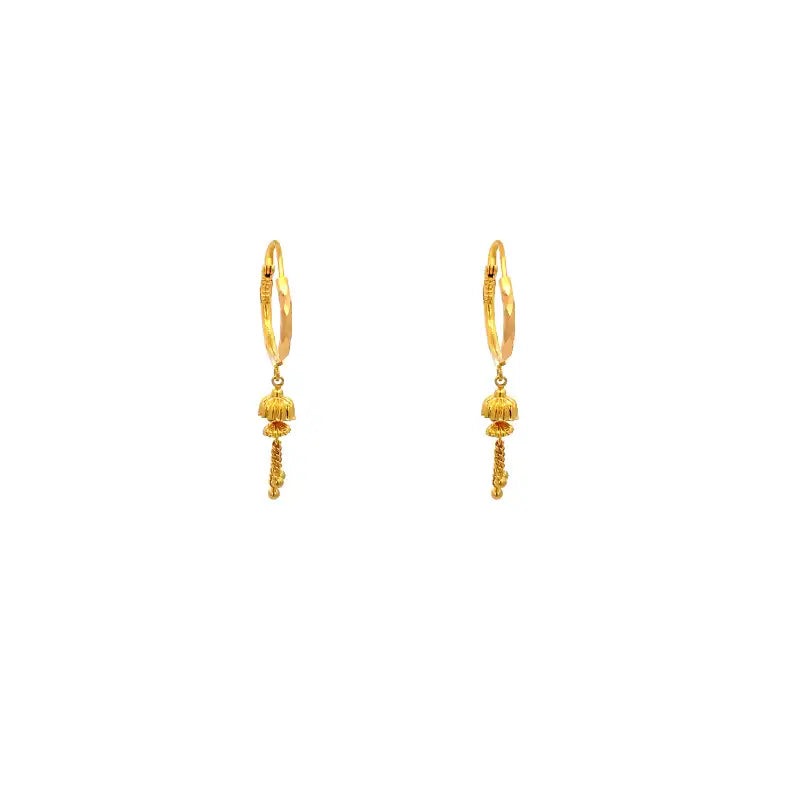 Elegant 22K Yellow Gold Hoop Earrings with Dangle for Women