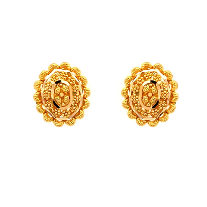 Elegant 22k Yellow Gold Oval Stud Earrings for Timeless Style