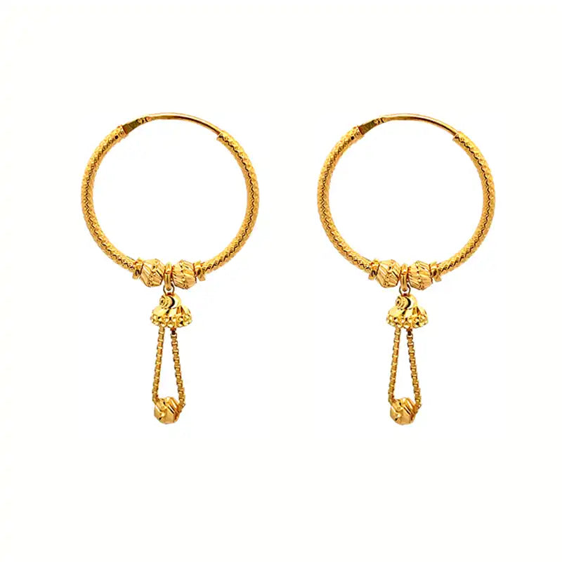 Elegant 22k yellow gold hoop earrings, 22 mm diameter, simple and classic design