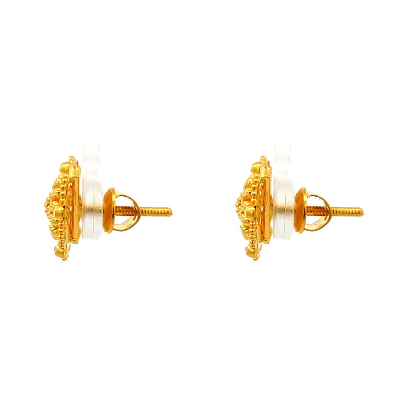 Elegant Round 22K Gold Stud Earrings