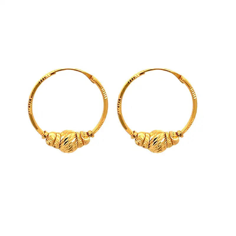 Elegant 22K Yellow Gold Hoop Earrings for Timeless Style and Everyday Wear - 23mm Diameter