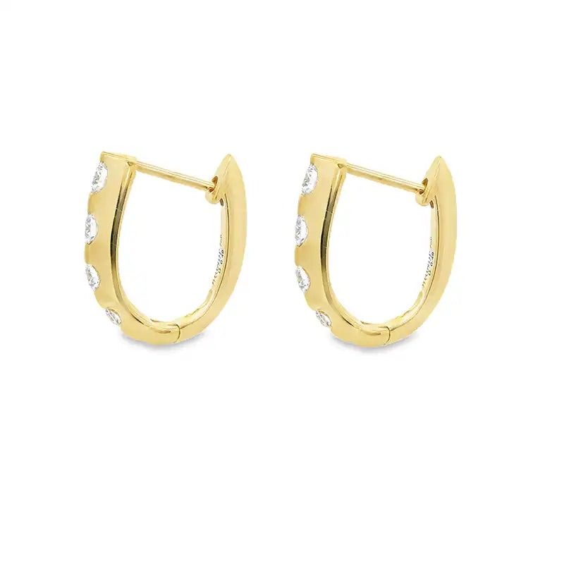 Elegant Gold Diamond Huggie Earrings - 0.6 inch