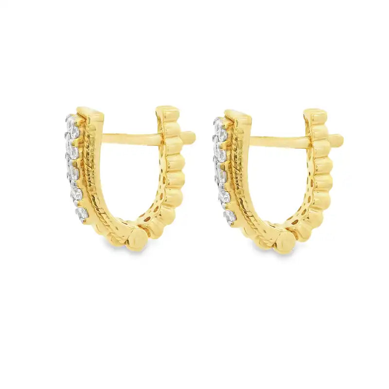 18K Yellow Gold Diamond Huggies Earrings