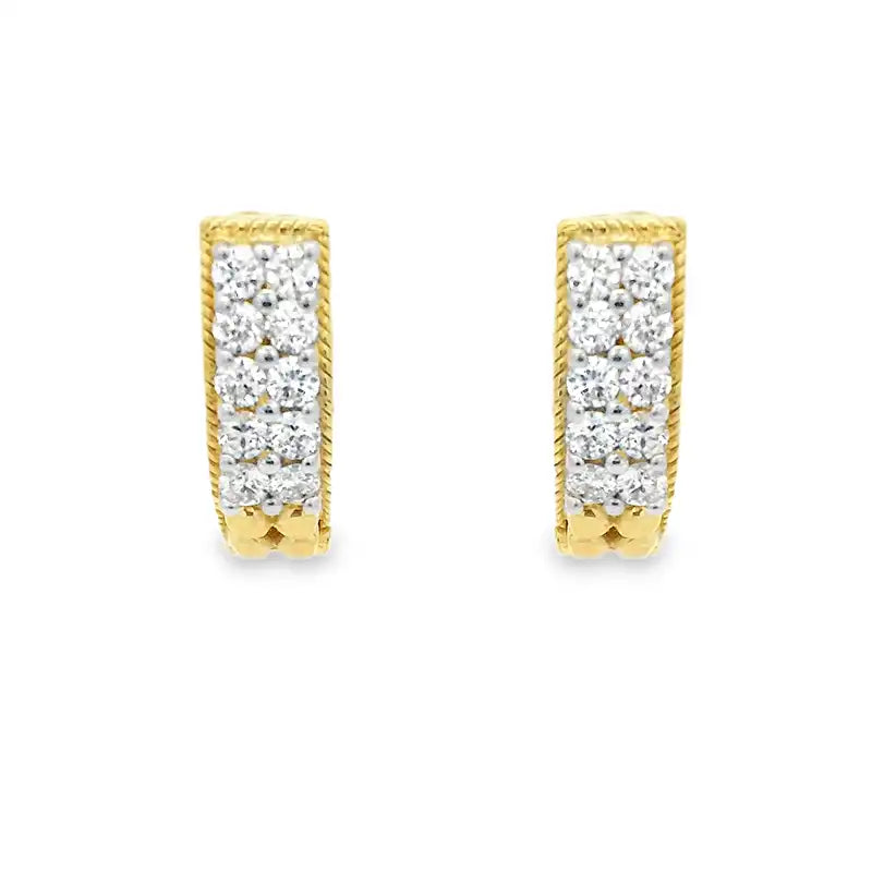 18K Yellow Gold Diamond Huggies Earrings